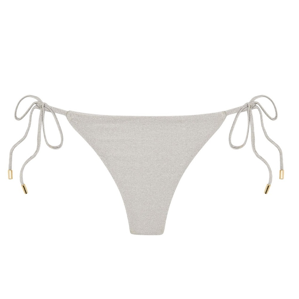 NWT Monday Swimwear Le Marais Bottom Soft Silver Shimmer Bikini Bottoms Size M